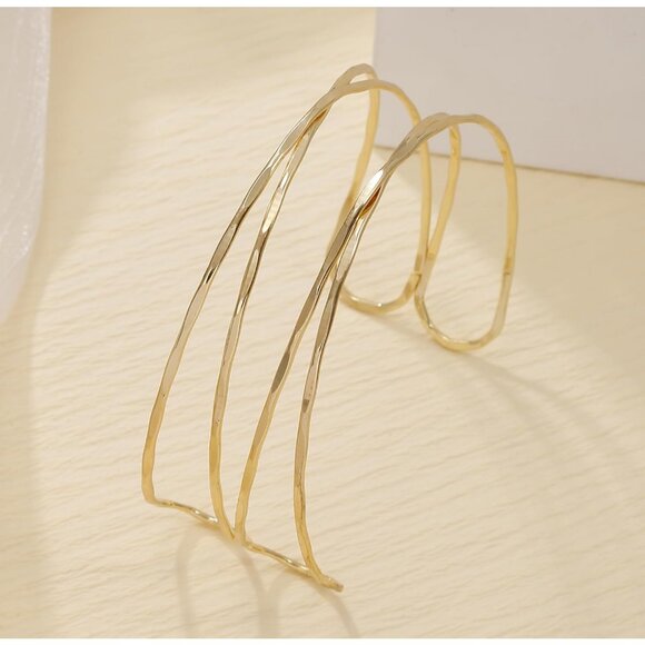 3Pcs Gold Arm Cuff Bracelets for Women Open Adjustable Upper Arm Bangle Adjustab - Picture 5 of 6